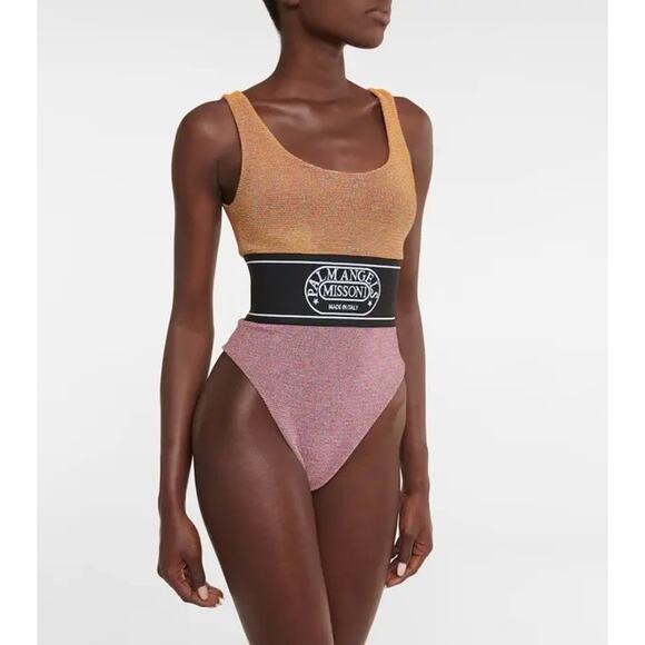 PALM ANGELS × Missoni Colorblocked Logo Lurex Swimsuit Size‎ XS - Picture 1 of 13